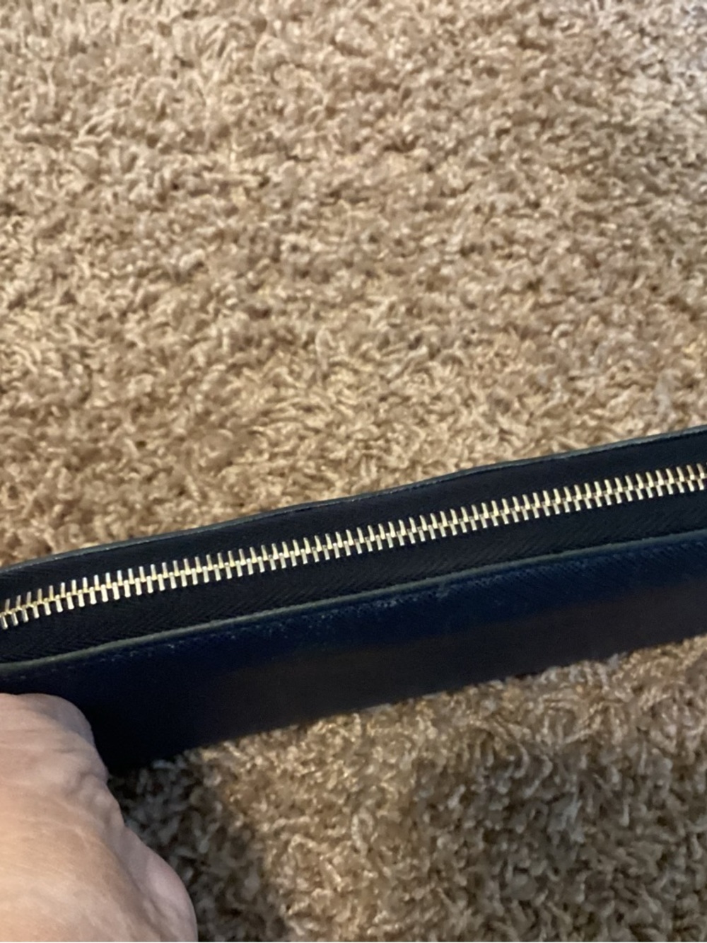 Prada Deep Navy Saffiano Zip Wallet with Gold Logo - Picture 5 of 8